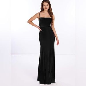 Azazie solange black velvet dress